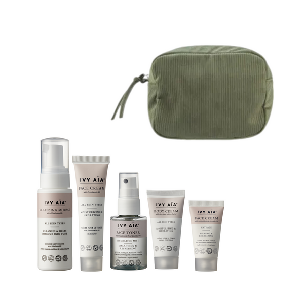 Ivy Aïa Travel Size Kit + Kosmetikkasse, Elodie - Olive