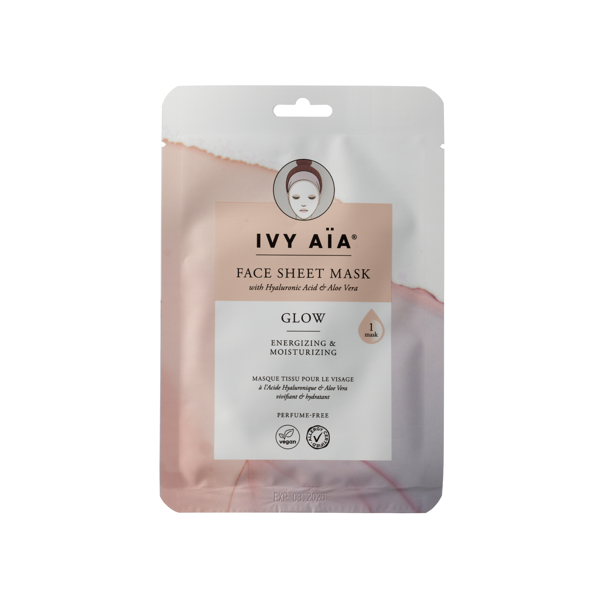 Ivy Aïa Face Sheet Mask Glow med Aloe Vera & Probiotics
